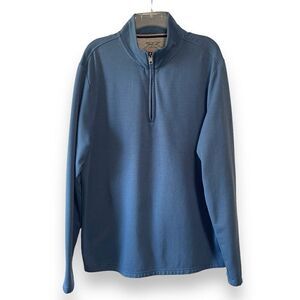 Weatherproof Vintage Quarter Zip Mock Neck Fleece Lined Sweater Blue Large